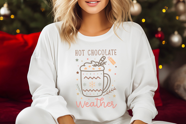 Hot Chocolate Weather - Boho Christmas SVG Sweatshirt Mockup Image.jpg