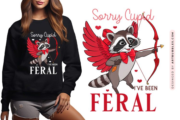 Sorry Cupid I've Been Feral - Coquette Valentine sublimation
