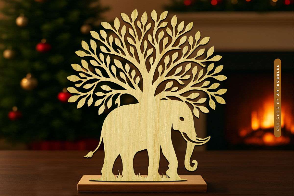 Elephant Tree of Life Laser Cut SVG PNG