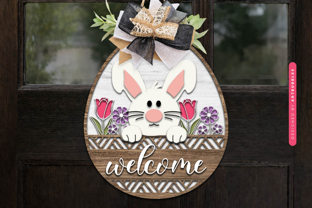 Easter Bunny Door Hanger SVG Bundle Image 3.jpg