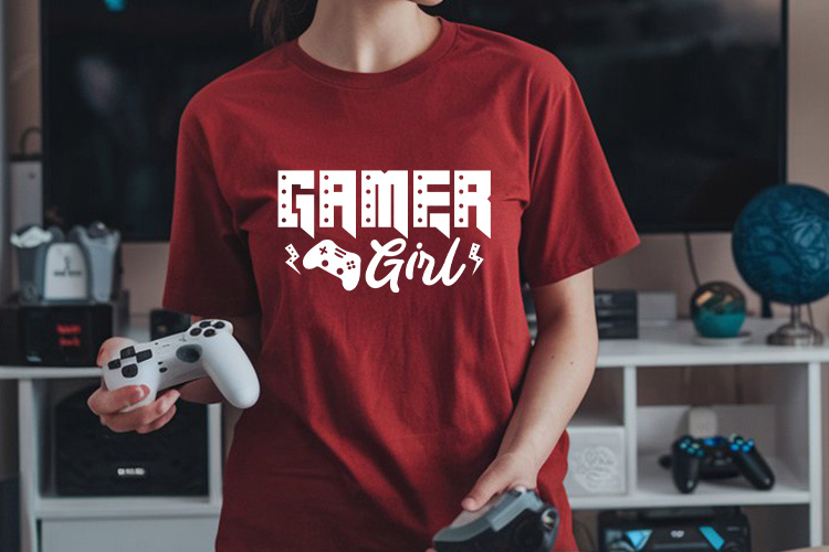 Gamer Girl SVG Design Tee Mockup Image.jpg