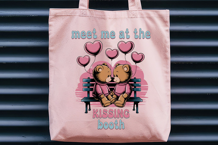 Meet Me At The Kissing Booth - Valentine Retro Sublimation Tote Bag Mockup Image.jpg