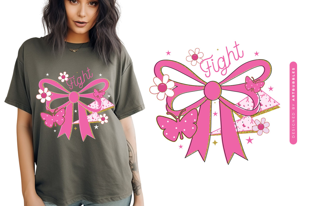 Coquette Fight Breast Cancer Sublimation Print