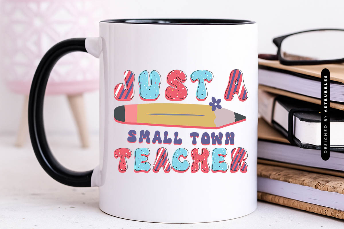 Just a Small Town Teacher Sublimation Retro Mug Mockup Image.jpg