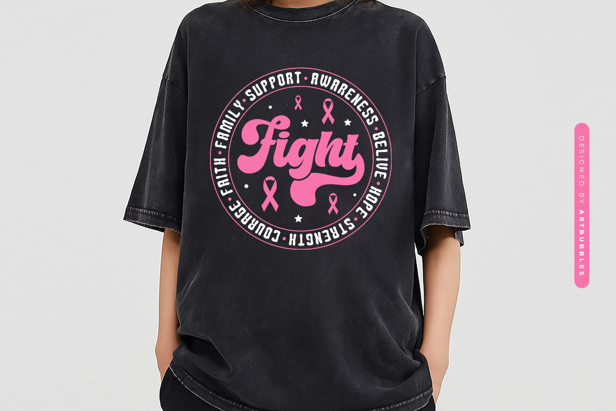 Fight Breast Cancer Awareness Retro SVG Tshirt Mockup Image.jpg