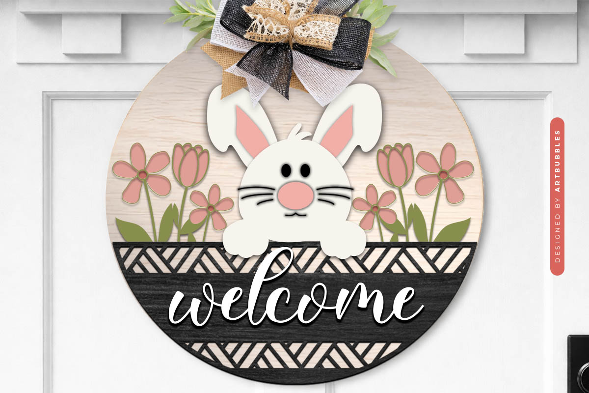 Easter Bunny Welcome Door Hanger SVG Image.jpg
