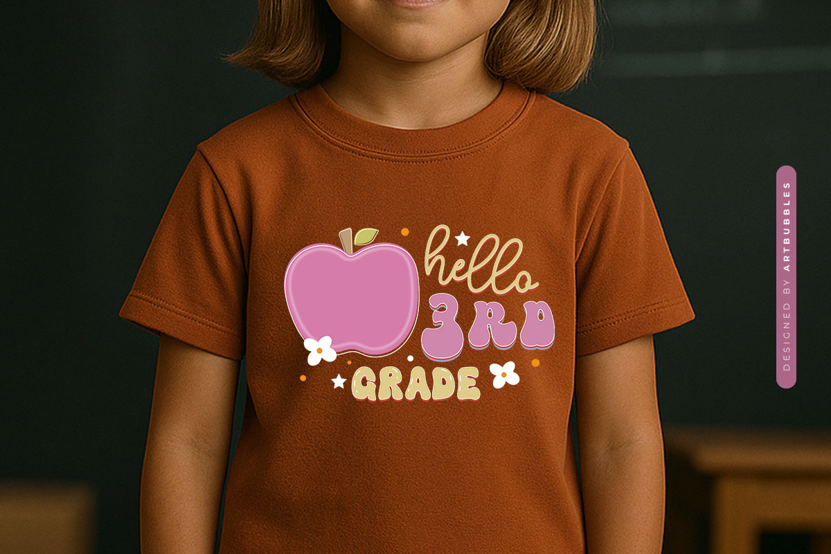 Hello 3rd Grade - Back to School Retro Sublimation Print T-shirt Mockup Image.jpg
