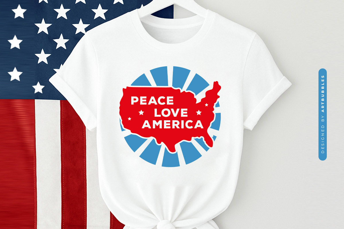 Peace Love America - Fourth of July SVG Shirt Mockup Image.jpg