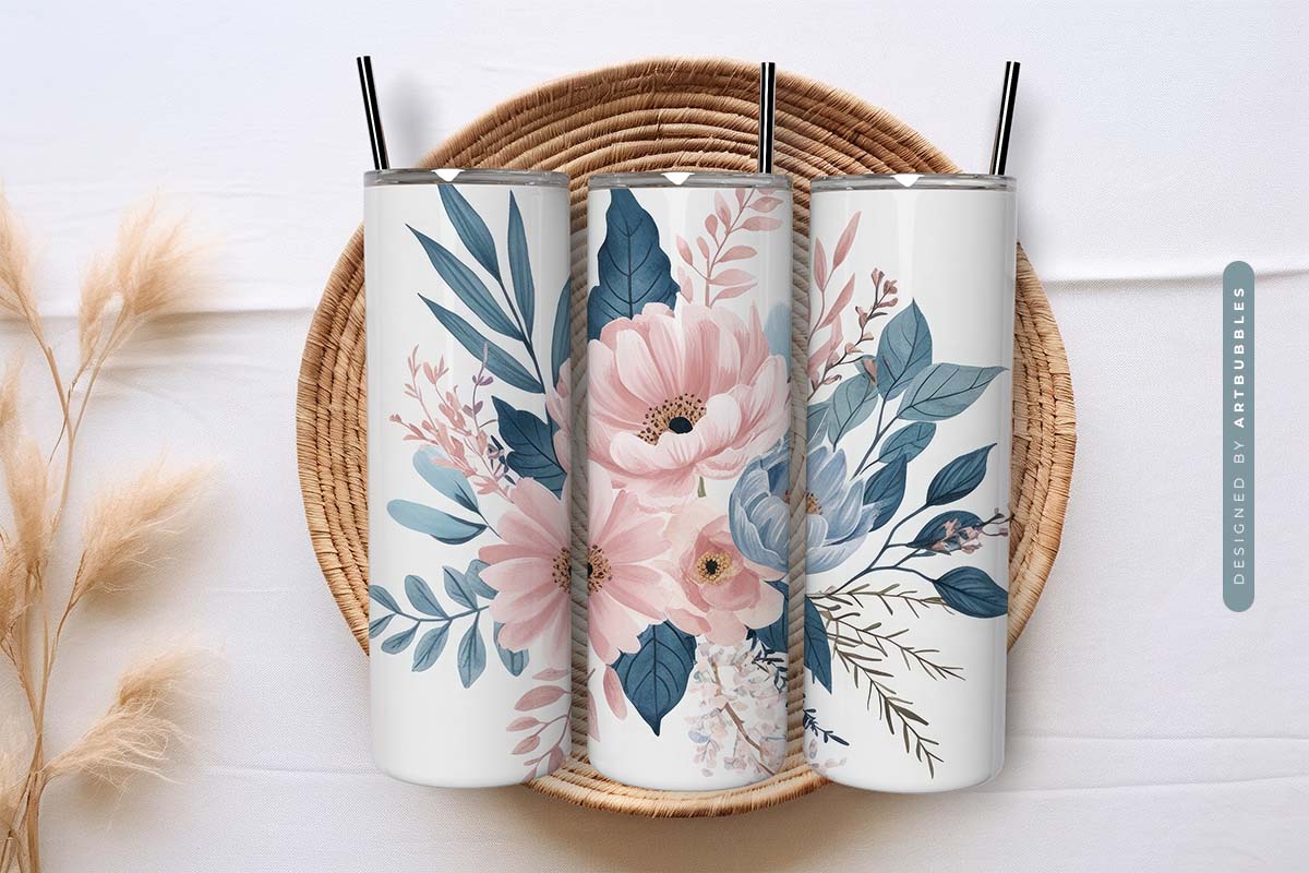 Boho Floral 20oz Skinny Tumbler Wrap Sublimation