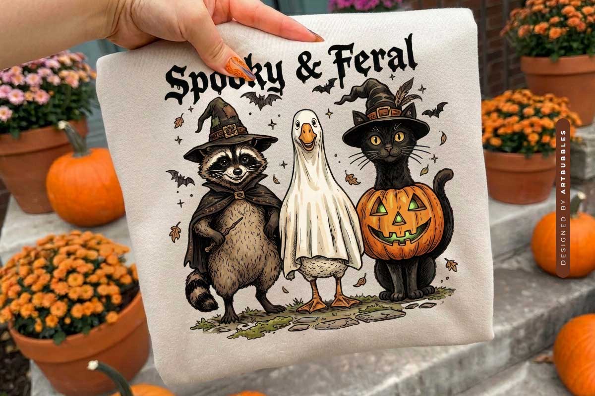 Spooky & Feral - Fall Sublimation PNG Design Tote Mockup Image.jpg