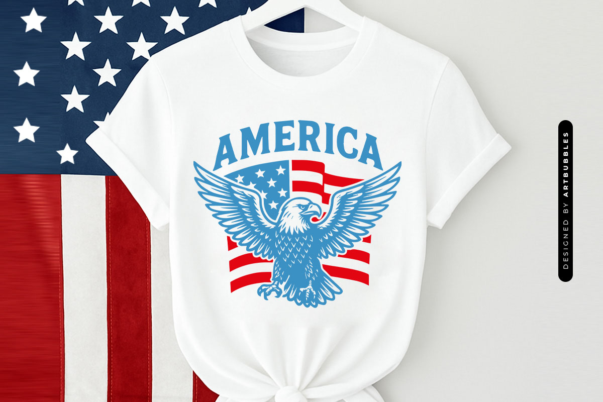 America - 4th of July Flag and Eagle SVG Shirt Mockup Image.jpg