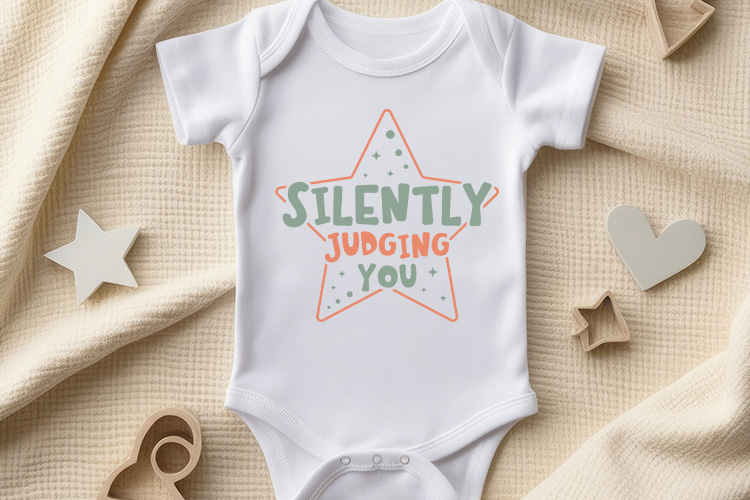 Cute Baby SVG Cut File - Silently Judging You Bodysuit Mockup Image.jpg