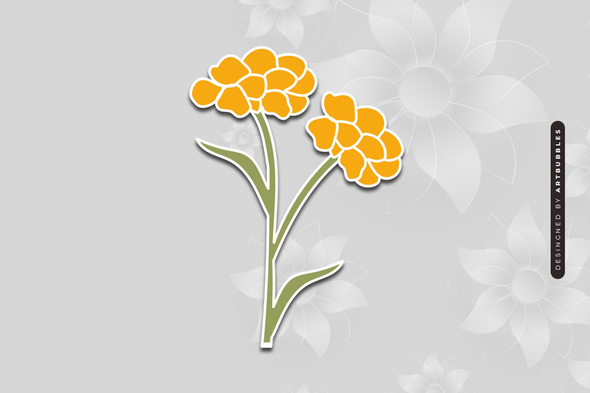 Marigold Stem Flower SVG - Laser Cut Art Image 2.jpg