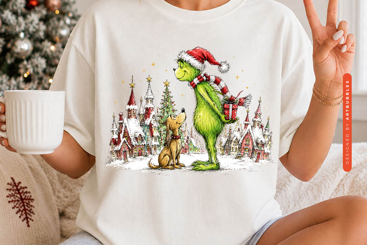 Dog Grinch Christmas PNG Sublimation Shirt Mockup Image.jpg