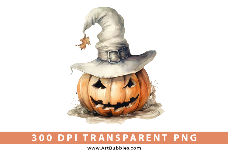 Vintage Halloween Watercolor Clipart PNG