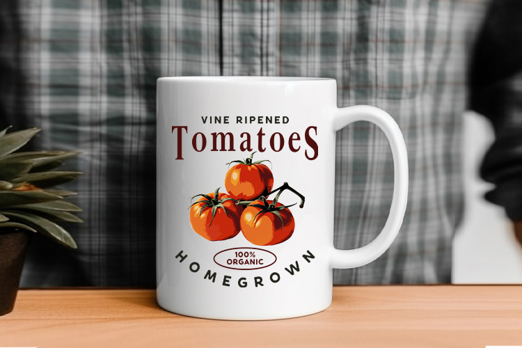 Vine Ripened Tomatoes - Vintage Fruit Sublimation PNG Mug Mockup Image.jpg