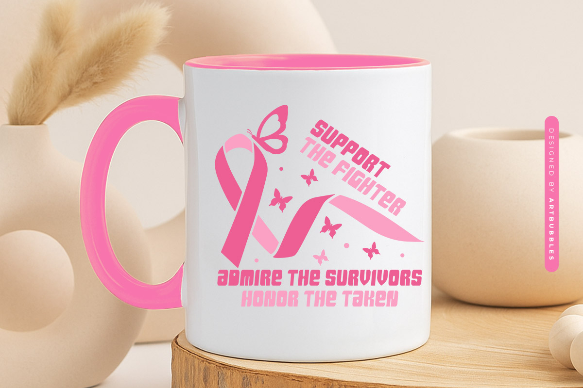 Support the Fighters - Retro Breast Cancer Cricut SVG Mug Mockup Image.jpg