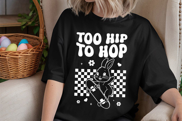 Too Hip To Hop - Retro Easter Bunny SVG Tshirt Mockup Image.jpg