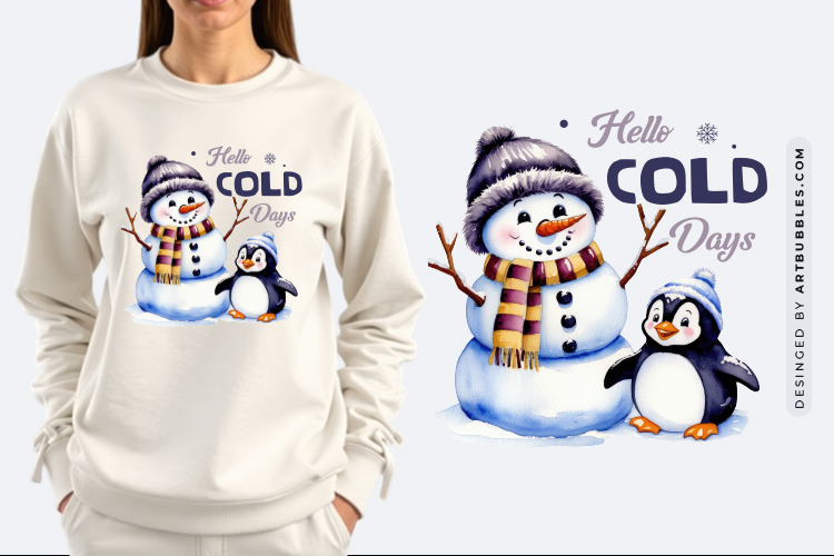 Hello Cold Days - Winter Sublimation PNG Graphic
