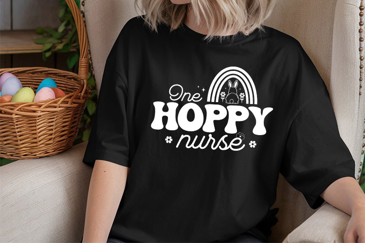One Hoppy Nurse - Nurse Easter SVG Tshirt Mockup Image.jpg