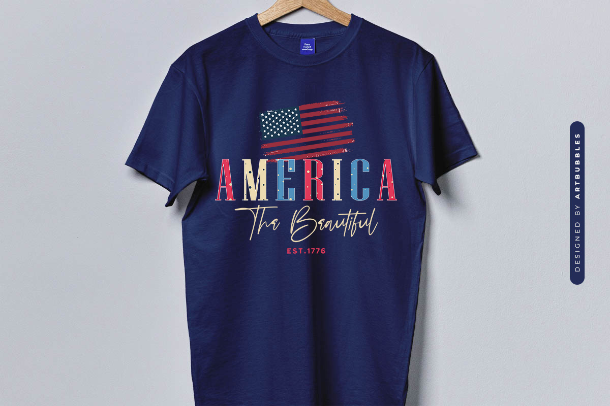 America the Beautiful Est - 4th of July PNG T-shirt Mockup Image.jpg