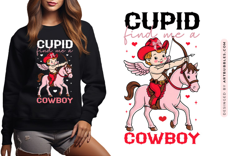 Cupid Find Me A Cowboy - Coquette Valentine Sublimation