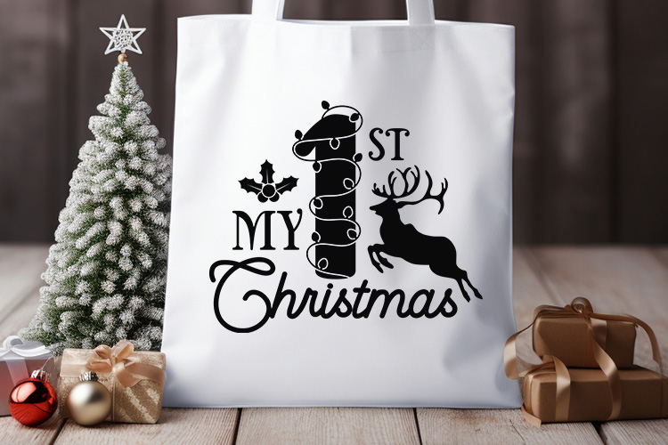 My 1st Christmas SVG Cut File Tote Bag Mockup Image.jpg