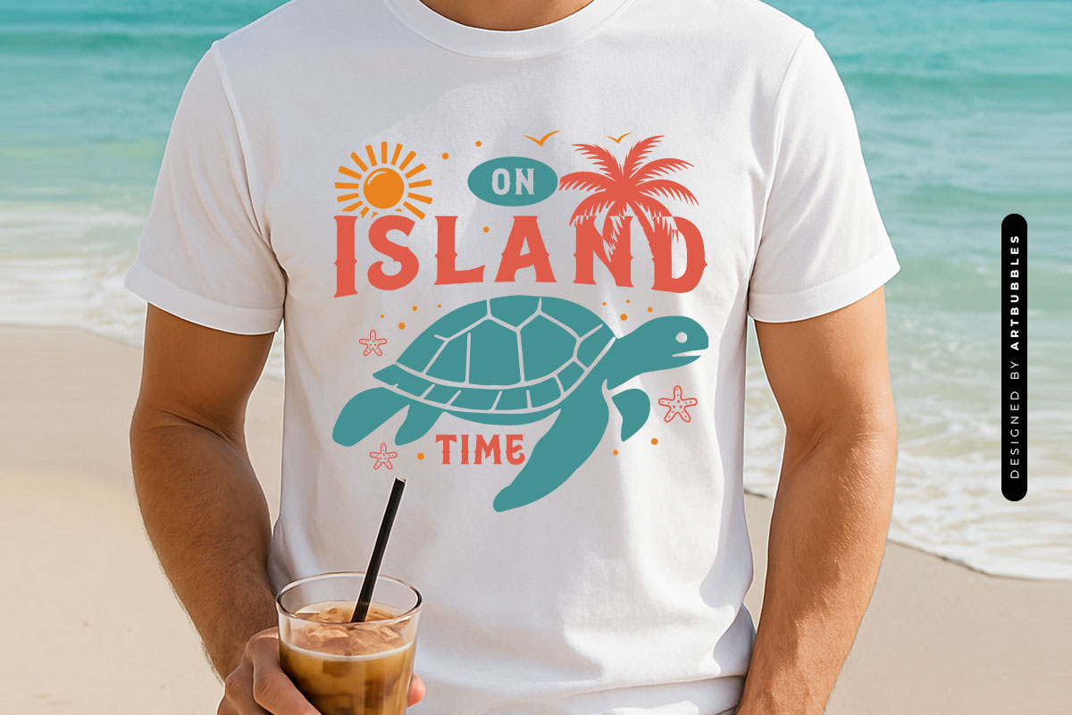 On Island Time - Summer Turtle SVG File Tshirt Mockup Image.jpg