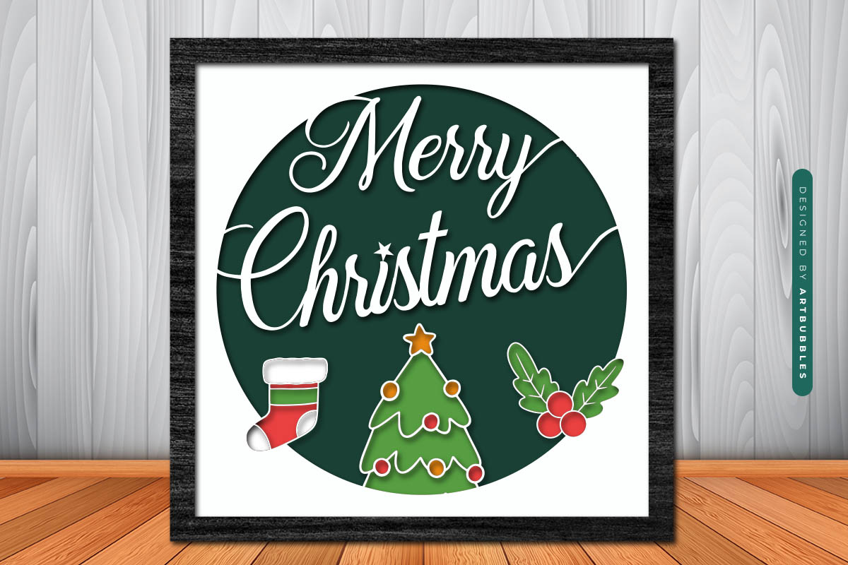 Merry Christmas Layered Shadow Box SVG File Image 3.jpg