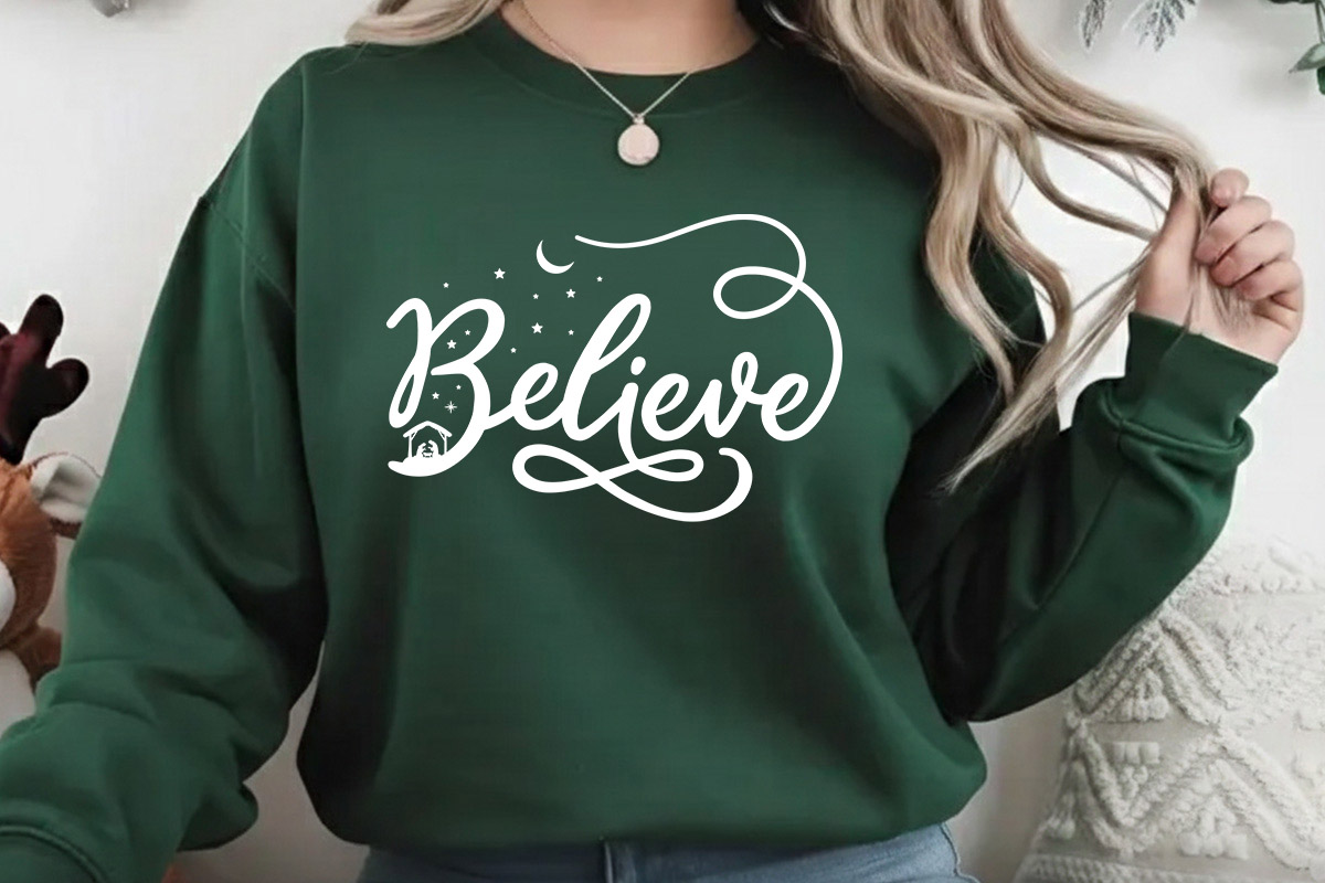 Believe - Christmas SVG Cricut Sweatshirt Mockup image.jpg