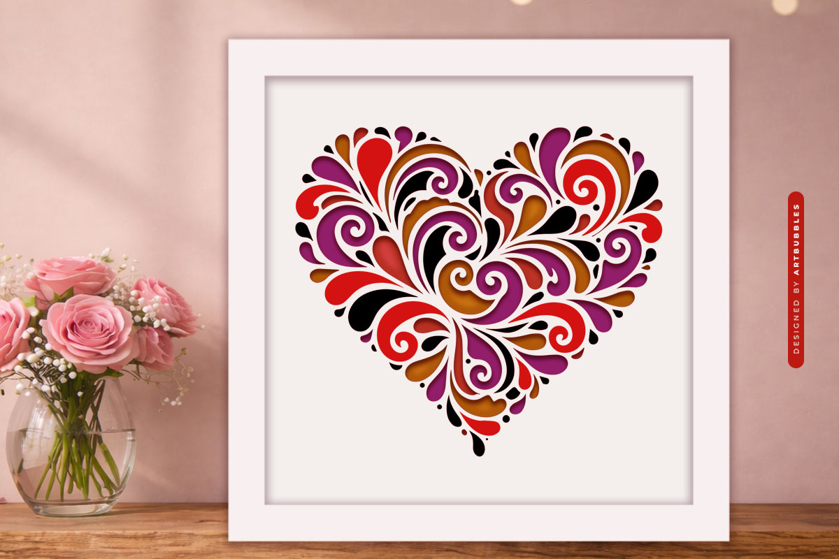 3D Stained Glass Heart Valentine Shadow Box SVG Image.jpg