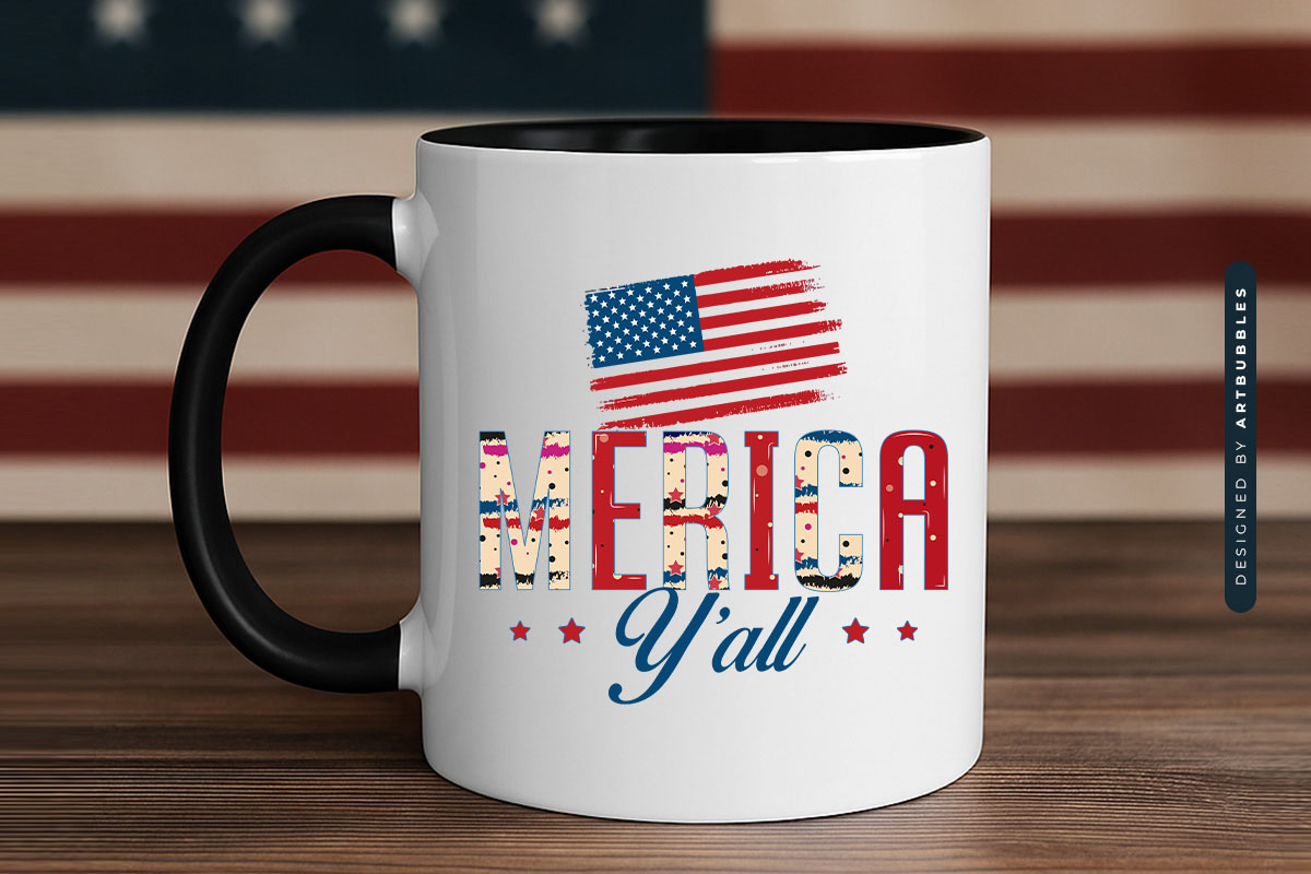 Merica Y'all - 4th of July PNG Sublimation Mug Mockup Image.jpg