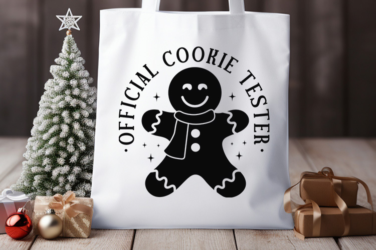 Official Cookie Tester - Christmas Gingerbread SVG Tote Bag Mockup Image.jpg