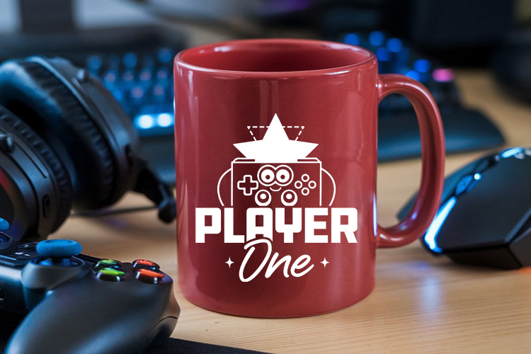 Player One - Gaming SVG Cut File Mug Mockup image.jpg