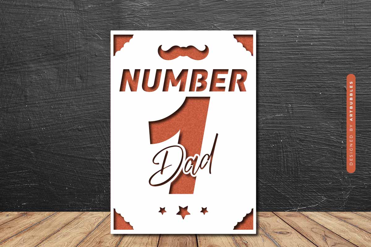 Number 1 Dad Fathers Day Card SVG File Image 2.jpg
