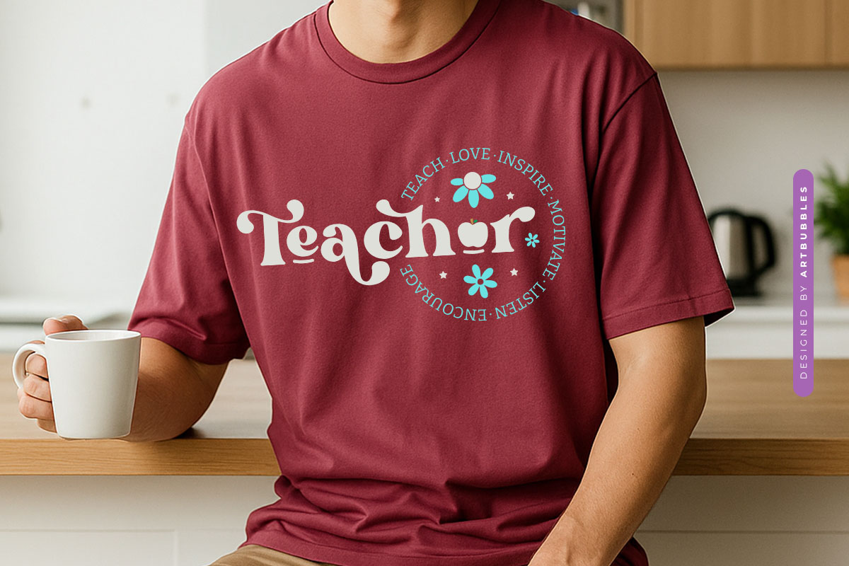 Floral Teacher Teach Love Inspire Motivative SVG Tshirt Mockup Image.jpg