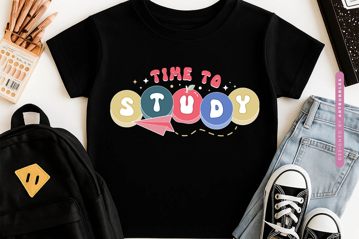 Time To Study - Funny Back to School Sublimation Tshirt Mockup Image.jpg