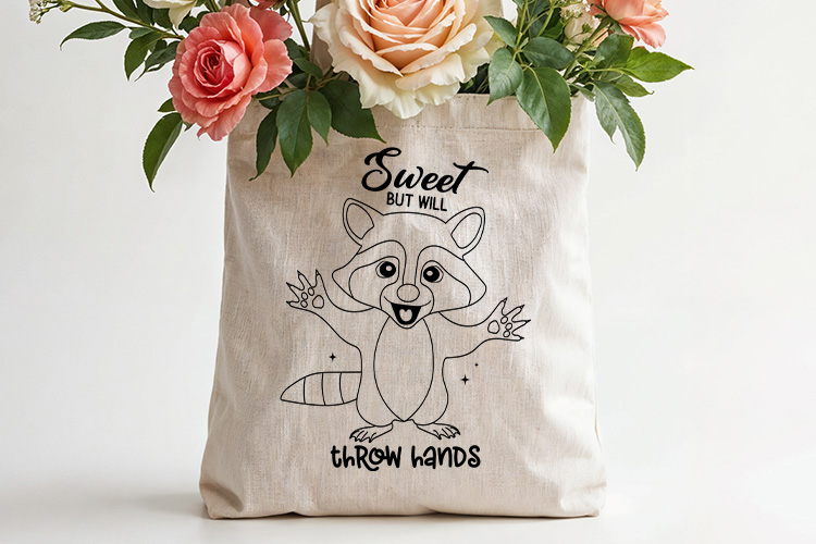 Sweet But Will Throw Hands - Sarcastic Raccoon SVG Tote Bag Mockup Image.jpg