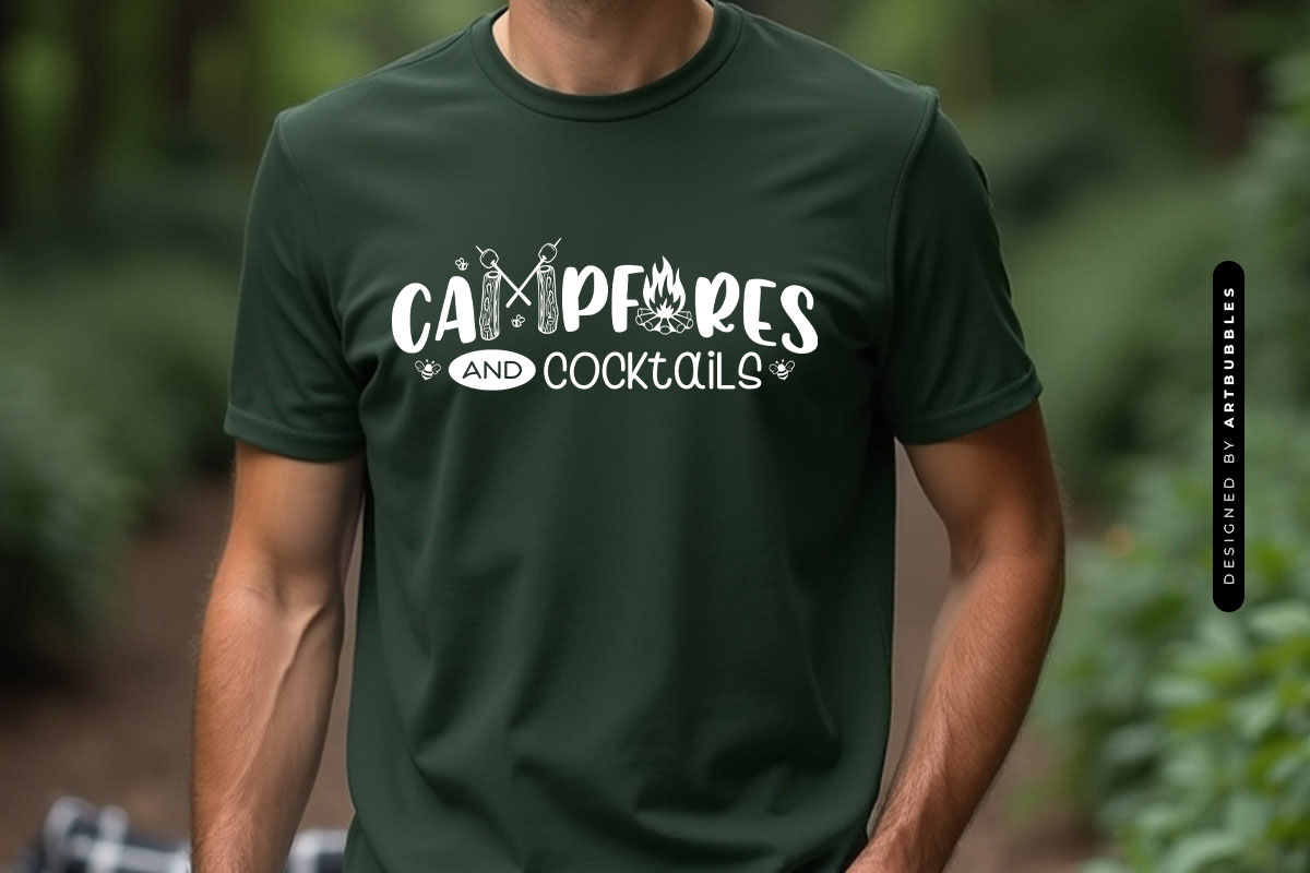 Campfires and Cocktails - Cricut Camping SVG T-shirt Mockup Image.jpg