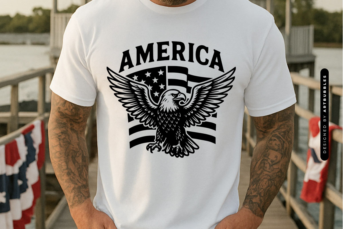 America - 4th of July Flag and Eagle SVG T-shirt Mockup Image.jpg