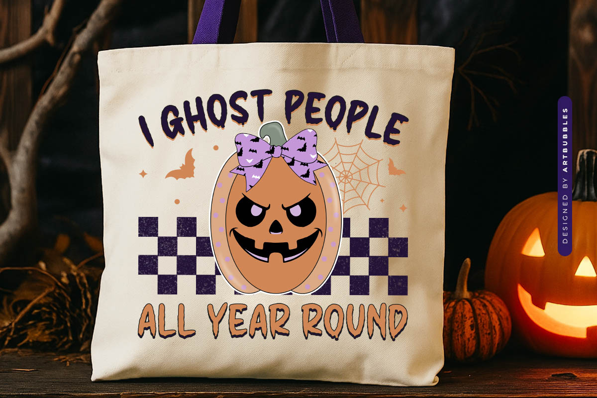 I Ghost People All Year Round - Halloween Sublimation tote Bag Mockup Image.jpg