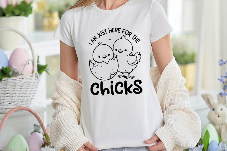 I'm Just Here for the Chicks - Easter SVG shirt Mockup Image.jpg