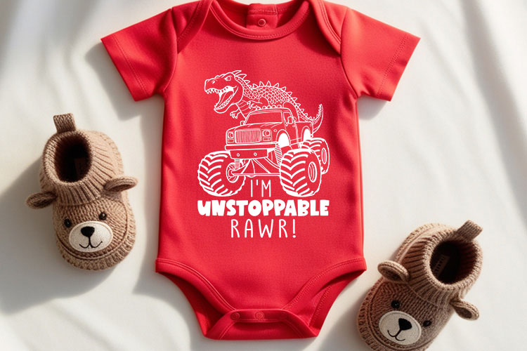 I'm Unstoppable Rawr - Cute Monster Truck SVG Bodysuit Mockup Image.jpg