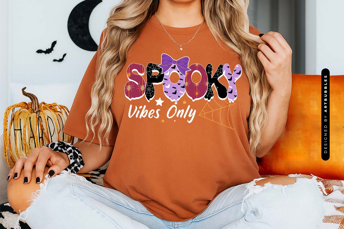 Spooky Vibes Only - Retro Halloween Sublimation Tshirt Mockup Image.jpg