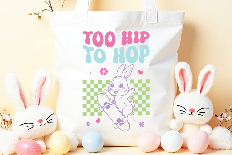 Too Hip To Hop - Retro Easter Bunny SVG Tote Mockup Image.jpg
