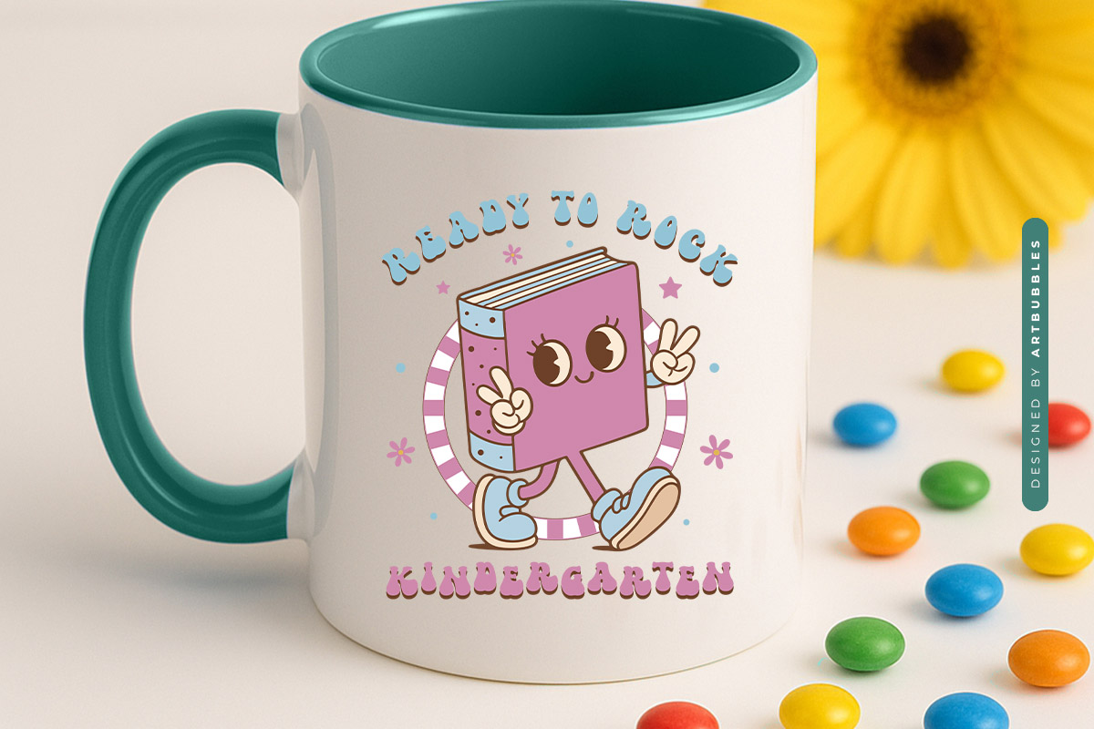 Ready to Rock Kindergarten - Back To School PNG Sublimation Mug Mockup Image.jpg