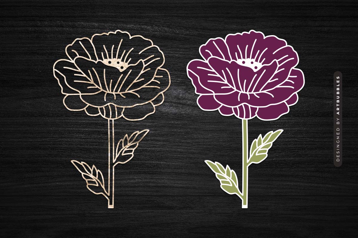 Peony Laser Cut Wildflower SVG File