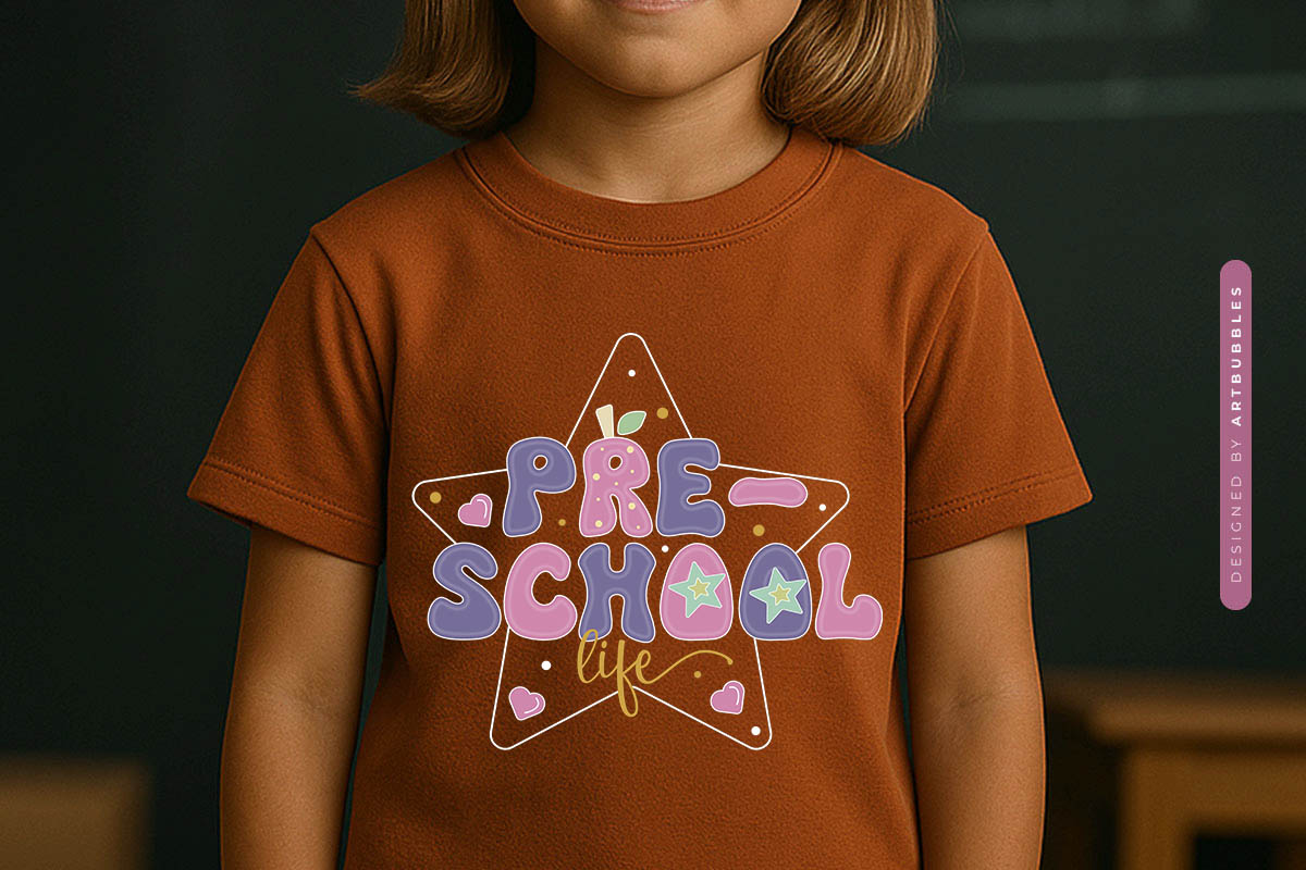 Preschool Life - Retro Back to School Sublimation T-shirt Mockup Imgae.jpg