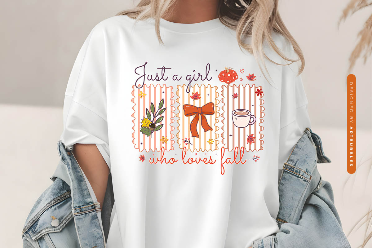 Preppy Just a Girl Who Loves Fall Sublimation Shirt Mockup Image.jpg