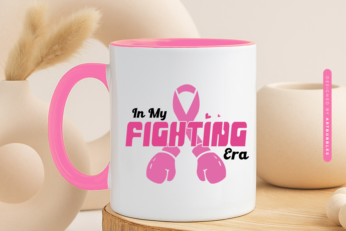 In My Fighting Era - Retro Breast Cancer SVG Mug Mockup Image.jpg
